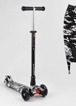 Самокат a 25771 /779-1512 "best scooter" (1) 4 колеса pu, свет, трубка руля алюминиевая, d передних колес = 12 см, d задних колес = 8 см, в коробке