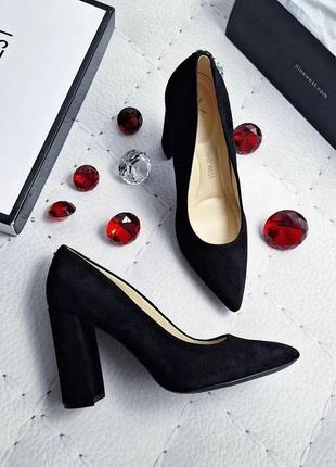 Nine west оригінал чорні замшеві туфлі на підборах