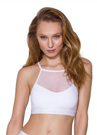 Спортивный топ с прозрачной вставкой passion ps006 top l, white