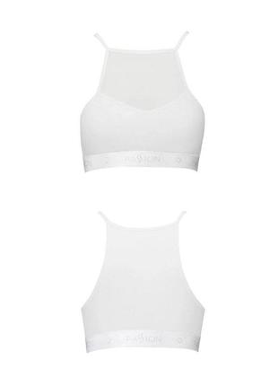 Спортивный топ с прозрачной вставкой passion ps006 top l, white3 фото