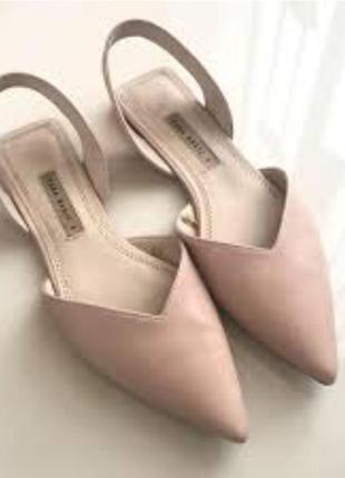 Балетки босоножки zara нюдовые бежевые телесные 38