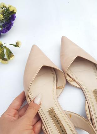 Балетки босоножки zara нюдовые бежевые телесные 38