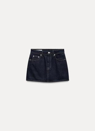 Мини юбка синяя джинсовая zara new4 фото