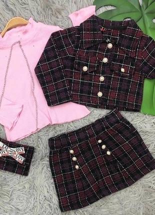 Невероятный комплект 4-ка:пиджак,юбка,гольфик и сумочка