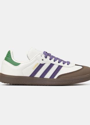 Кроссовки adidas samba off white core purple green brown