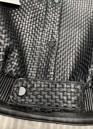 Шкіряна куртка бомбер з плетінням в стилі bottega smlxlxxl4 фото