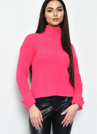 Вязаный свитер оверсайз в рубчик / с воротником