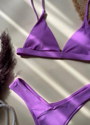 Фіолетовий купальник з гладкої тканини с-ка та м-ка 💜💜💜3 фото