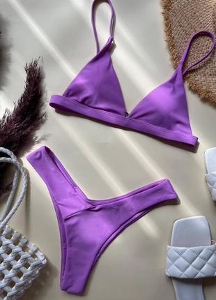 Фіолетовий купальник з гладкої тканини с-ка та м-ка 💜💜💜6 фото