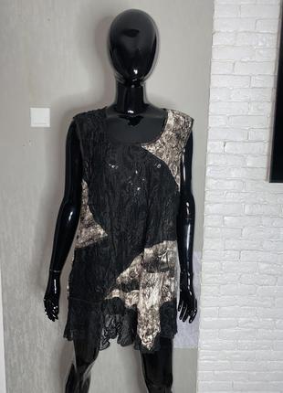 Напівпрозора мереживна туніка подовжена блуза великого розміру батал gina laura, xxl 58-60р