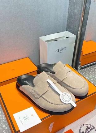 Шлепки мюли сабо  в стиле hermes все лого