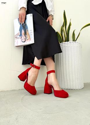 Червоні жіночі босоніжки в стилі барбі із натуральної замші 77277 фото
