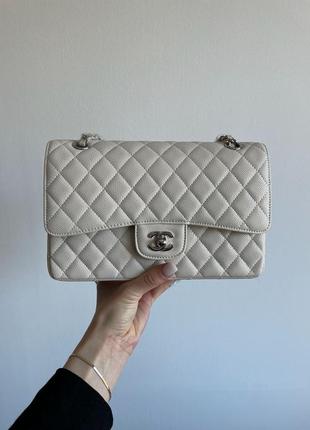 Chanel classic 2.55 medium double flap in white/silver6 фото