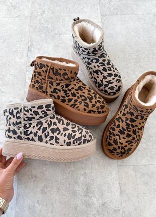 Угги угги леопард короткие натуральная замша