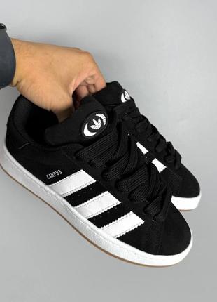 Кроссовки черные с белым замшевые мужские и женские размеры adidas campus6 фото