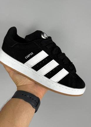 Кроссовки черные с белым замшевые мужские и женские размеры adidas campus7 фото