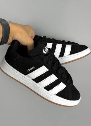 Кроссовки черные с белым замшевые мужские и женские размеры CAMPUS adidas campus