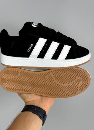 Кроссовки черные с белым замшевые мужские и женские размеры adidas campus4 фото