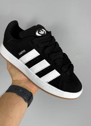 Кроссовки черные с белым замшевые мужские и женские размеры adidas campus2 фото