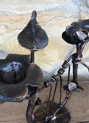 Кованый подсвечник ручной работы в виде музыкального инструмента «лира»