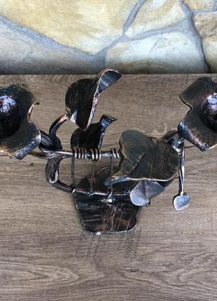 Кованый подсвечник ручной работы в виде музыкального инструмента «лира»