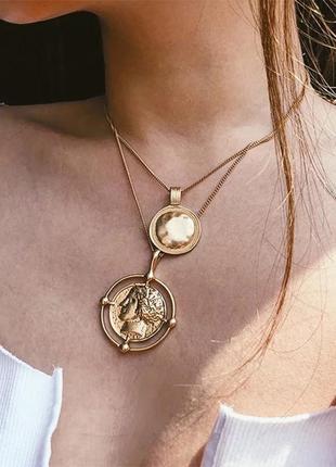 Ожерелье колье чокер многослойная цепочка золотистая цепочка с подвеской