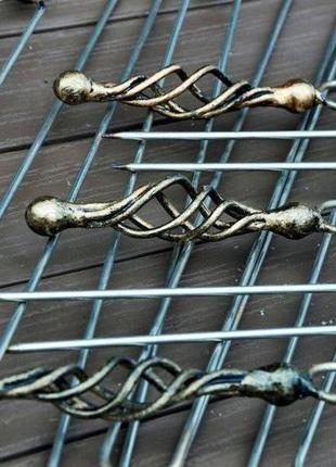 Собственноручно кованый набор шампуров (6 шт.) с двойными стержнями из нержавеющей...