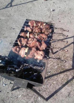 Собственноручно кованый набор шампуров (6 шт.) с двойными стержнями из нержавеющей...