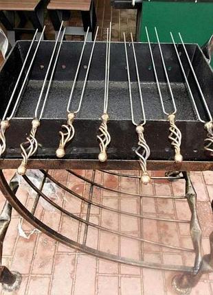 Собственноручно кованый набор шампуров (6 шт.) с двойными стержнями из нержавеющей...