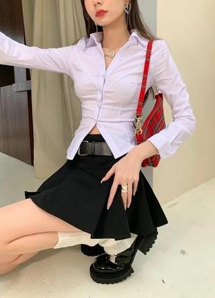 Черная мини юбка shein короткая теннисная юбка мини тренд база+ подарок 💕💕💕