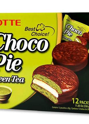 Печенье lotte choco pie green tea 12s 336 g