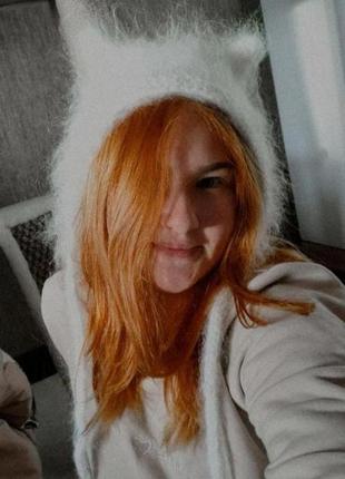 В наявності шапка з мохеру kitty чепчик з вушками кото-чепчик кото-шапка котошапка з вушками
