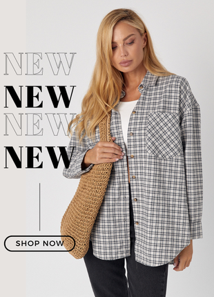 Клетчатая рубашка oversize с накладным карманом