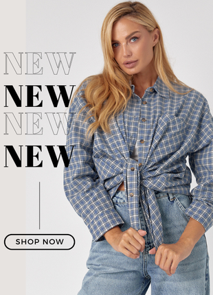 Клетчатая рубашка oversize с накладным карманом