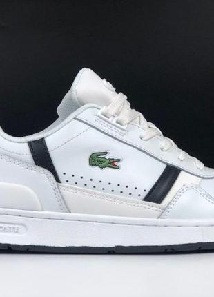 Мужские белые кожаные кроссовки в стиле lacoste t-clip 🆕 кроссовки лакоста