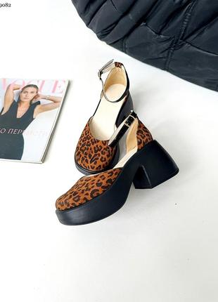 Женские леопардовые туфли из натуральной замши barefoot 90824 фото