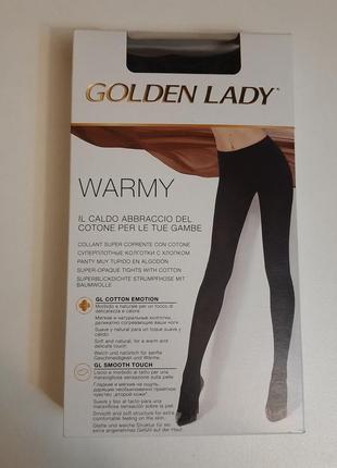 Колготки бавовняні golden lady warmy 3 nero, 200 den, зимові з бавовною (розмір м) чорні.