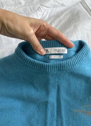 Светр zara кашемір м блакитний6 фото