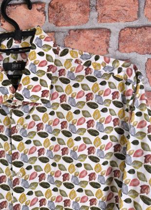 Рубашка слим фит с принтом листьев осень листочки slim fit jake's collection