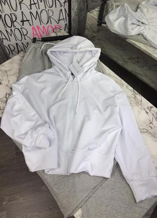 Белое укороченное зип-худи / белое укороченное зип-худи