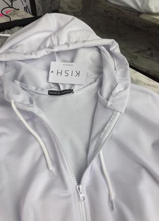 Белое укороченное зип-худи / белое укороченное зип-худи7 фото
