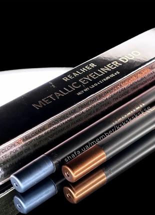 Набір олівців для очей realher metallic eyeliner duo 1,5x2 metallic eyeliner , metallic bronze2 фото