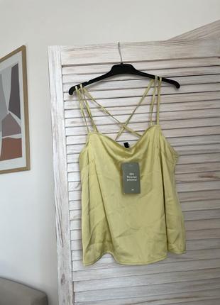 Новая бельевая лимона майка блуза на бретелях накрест