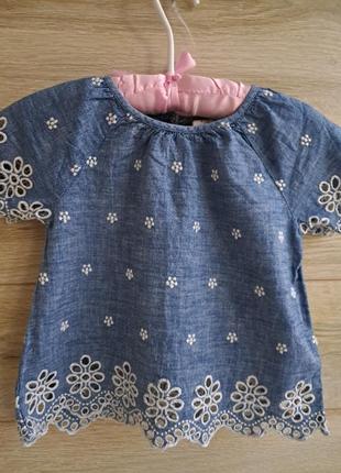 Джинсовая блуза с вышивкой  gap туника 2-3г вышиванка gap2 фото