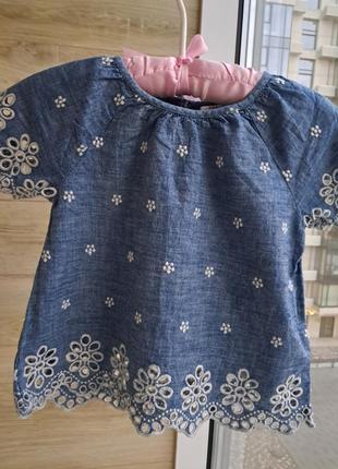 Джинсовая блуза с вышивкой  gap туника 2-3г вышиванка gap3 фото