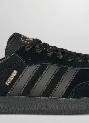 Чоловічі кросівки демісезон на товстій підошві adidas samba замш чорні р 41-46
