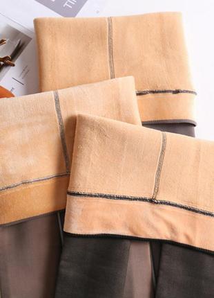 Жіночі колготи на флісі зимові 8456 дуже теплі колготки базові чорні