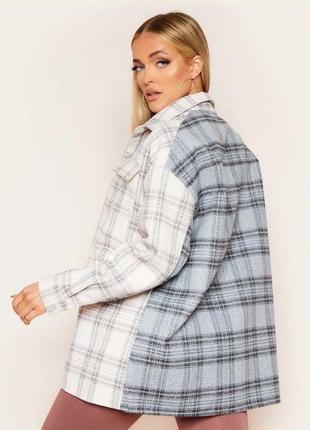 Куртка сорочка missyempire, утеплена сорочка в клітинку, куртка рубашка в клітинку, рубашка колорблок, утеплена сорочка оверсайз