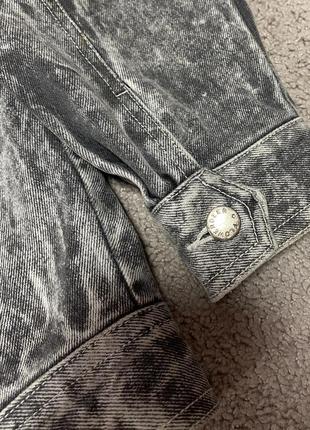 Стильная серая тайдай печворк графитовая мужская женская винтаж рок реп джинсовка...