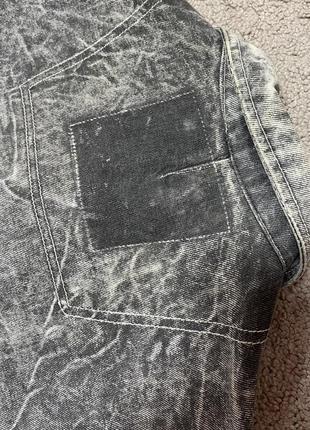 Стильная серая тайдай печворк графитовая мужская женская винтаж рок реп джинсовка...